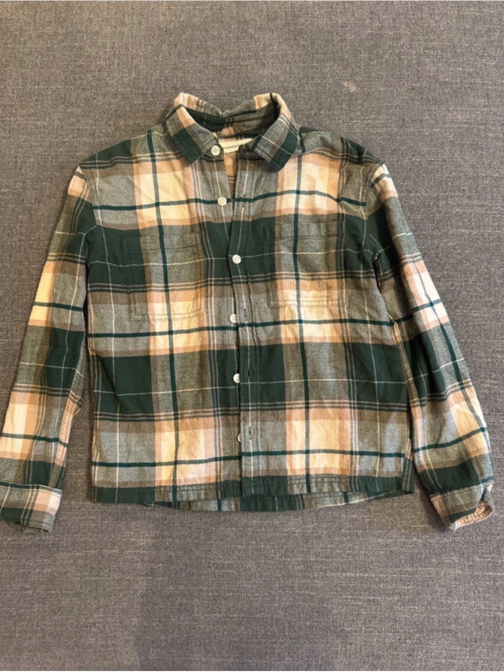 Kids Abercrombie Green Plaid Button-Front Shirt Jacket